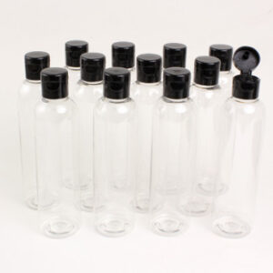 8 oz. Clear Cosmo Round Bottles w/Flip Cap – 12 Pack