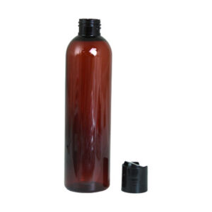 8 oz. Amber Cosmo Round Bottles w/Flip Cap – 12 Pack