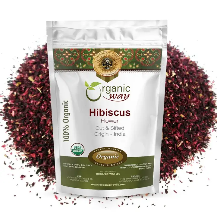 Dried Hibiscus Flower Cut & Sifted (Hibiscus rosa-sinensis) | Herbal Tea | Kosher Certified | Raw, Vegan, Non GMO & Gluten Free | USDA Certified | Origin – India