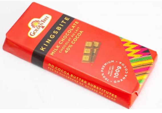 100g ( Big Size) Golden Tree Milk Chocolate Kingsbite – 40% Ghana Cocoa