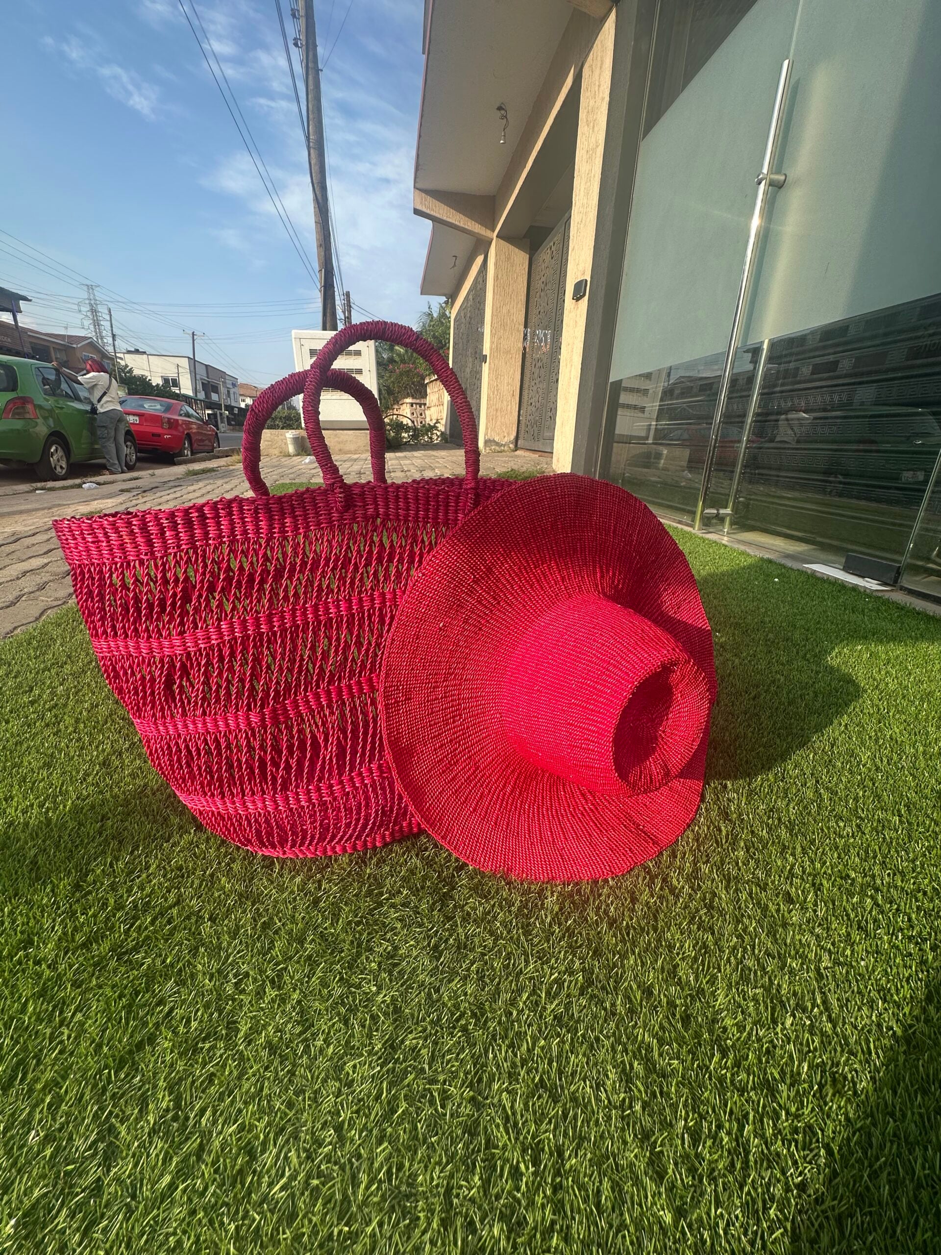 Tipura Samba Set: Bolga Weave Bag & Hat Duo