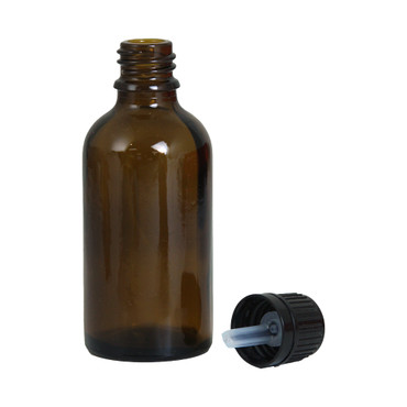 50 mL (1.7 oz.) Amber Bottles & Euro Dropper Lids – Set Of 6