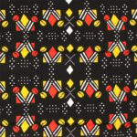 Black w/Red & Yellow Shells Fabric: 6 Yd