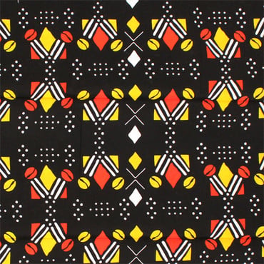 Black w/Red & Yellow Shells Fabric: 6 Yd