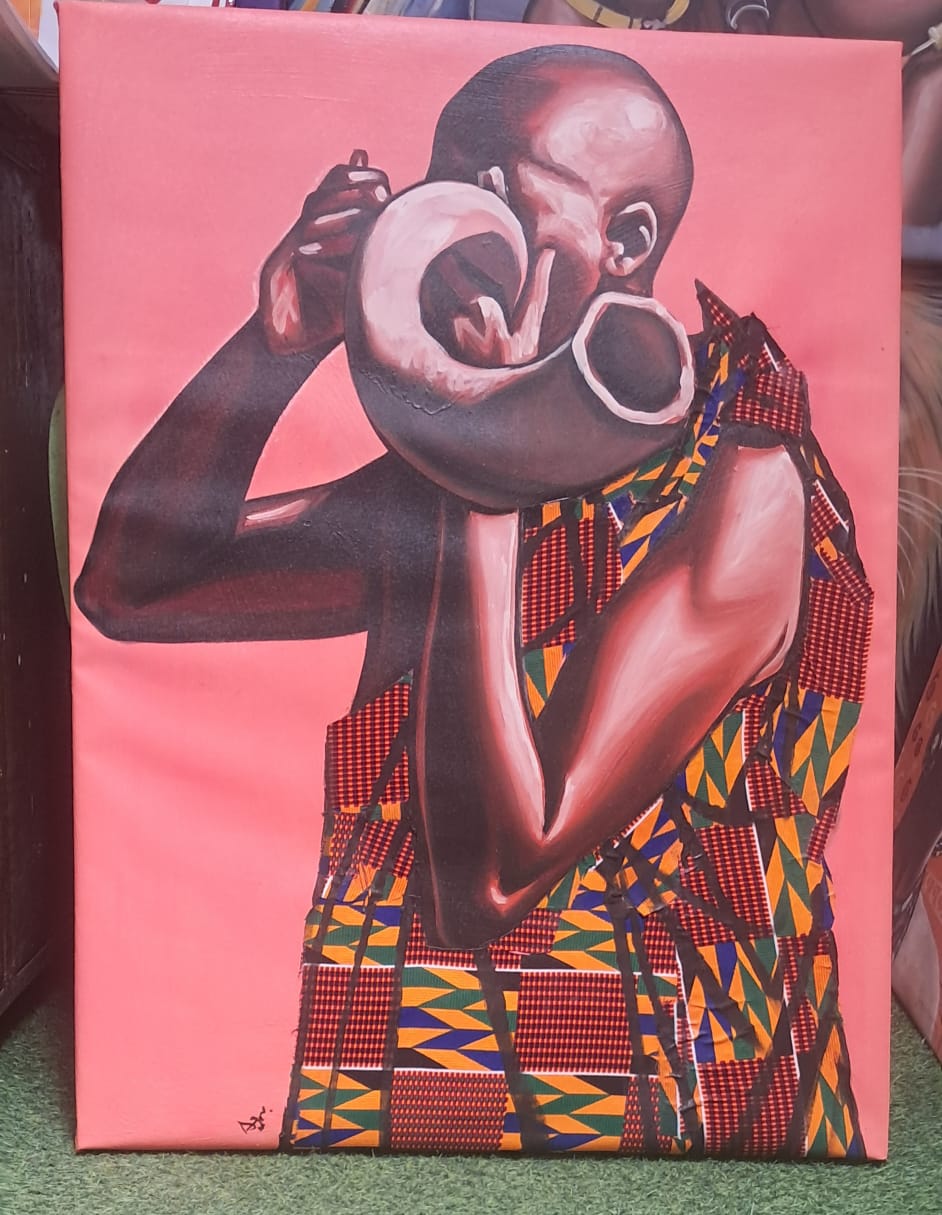 Ghanaian Traditional  kente Horn painting