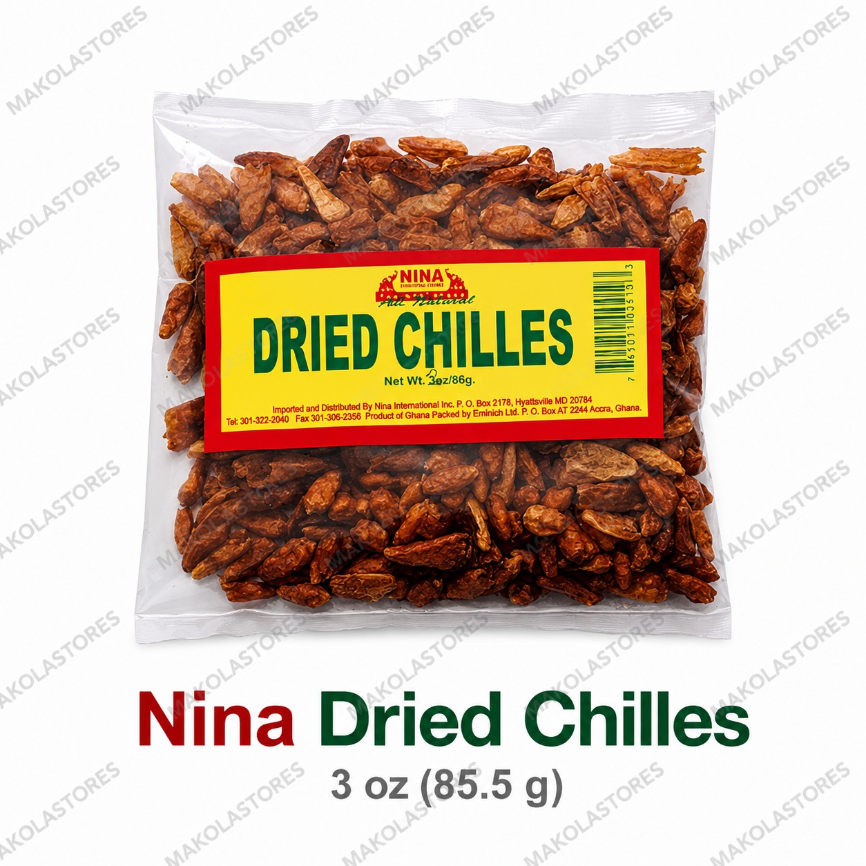 Nina dried chilles 3oz(85.5g)