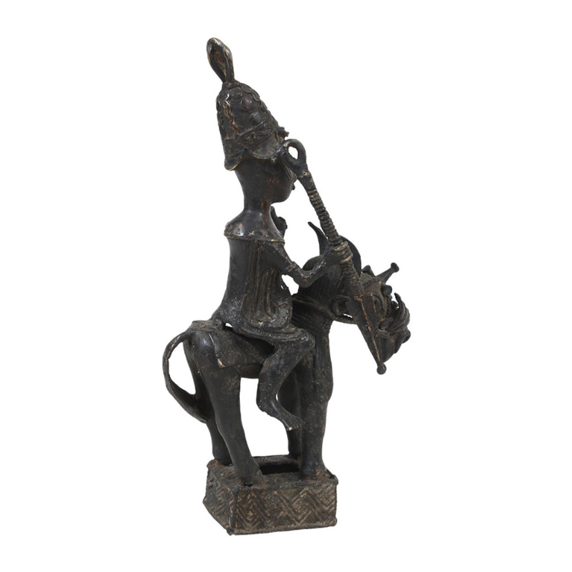 LOST WAX BRONZE HORSEMAN SCULPTURE (10.7LBS)