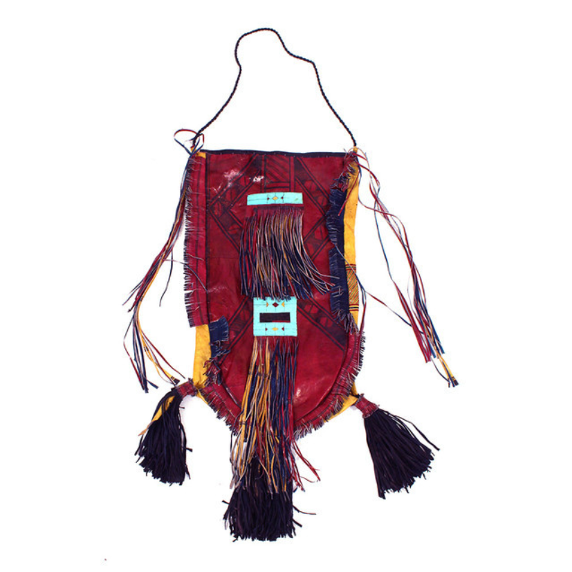 DELUXE TUAREG LEATHER FRINGED HANDBAG (1.23LBS)