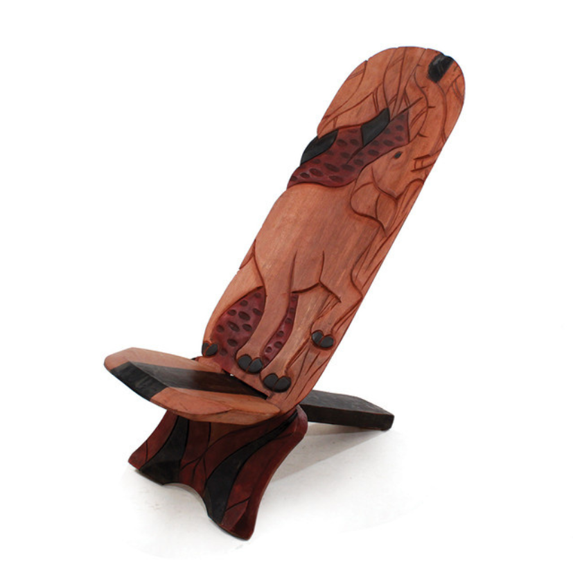 LARGE SENEGALESE WOOD CARVED CHAIR (27.2LBS)