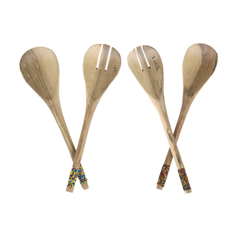 WOODEN BEADED SALAD SET – ASSORTED (0.6LBS)