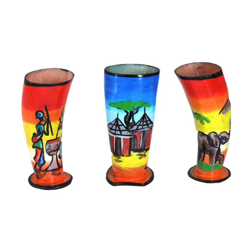 HORN PAINTED CUP: ASSORTED