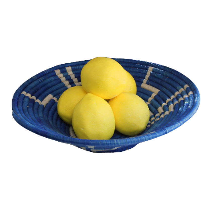 HAND WOVEN RAFFIA COLORED BOWL: ASSRTED (0.83LBS)