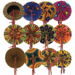 SET OF 12 AFRICAN FOLDING FANS (2.0LBS)