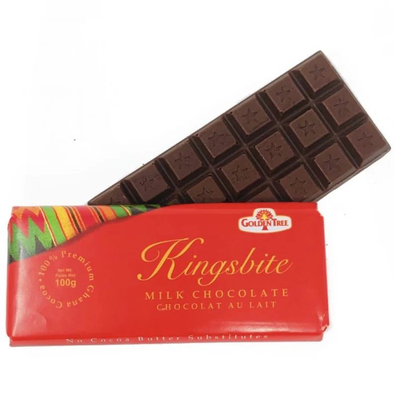 GOLDEN TREE KINGSBITE MILK CHOCOLATE PACK OF 5, PREMIUM GHANA COCOA (0.46LBS)