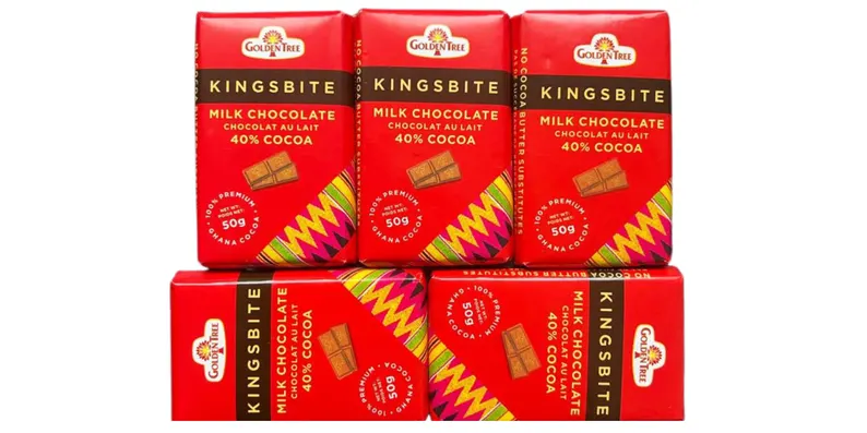 50g ( Middle Size) Golden Tree Milk Chocolate Kingsbite – 40% Ghana Cocoa