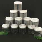 Set Of 12 Clear Plastic Jars/Caps – 8oz.