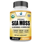 American Standard Supplements Organic Sea Moss, Bladderwrack & Burdock Root Capsules – 1200mg Seamoss, 1200mg Bladderwrack, 225mg Burdock Root Per Serving – 120 Capsules, 40 Servings
